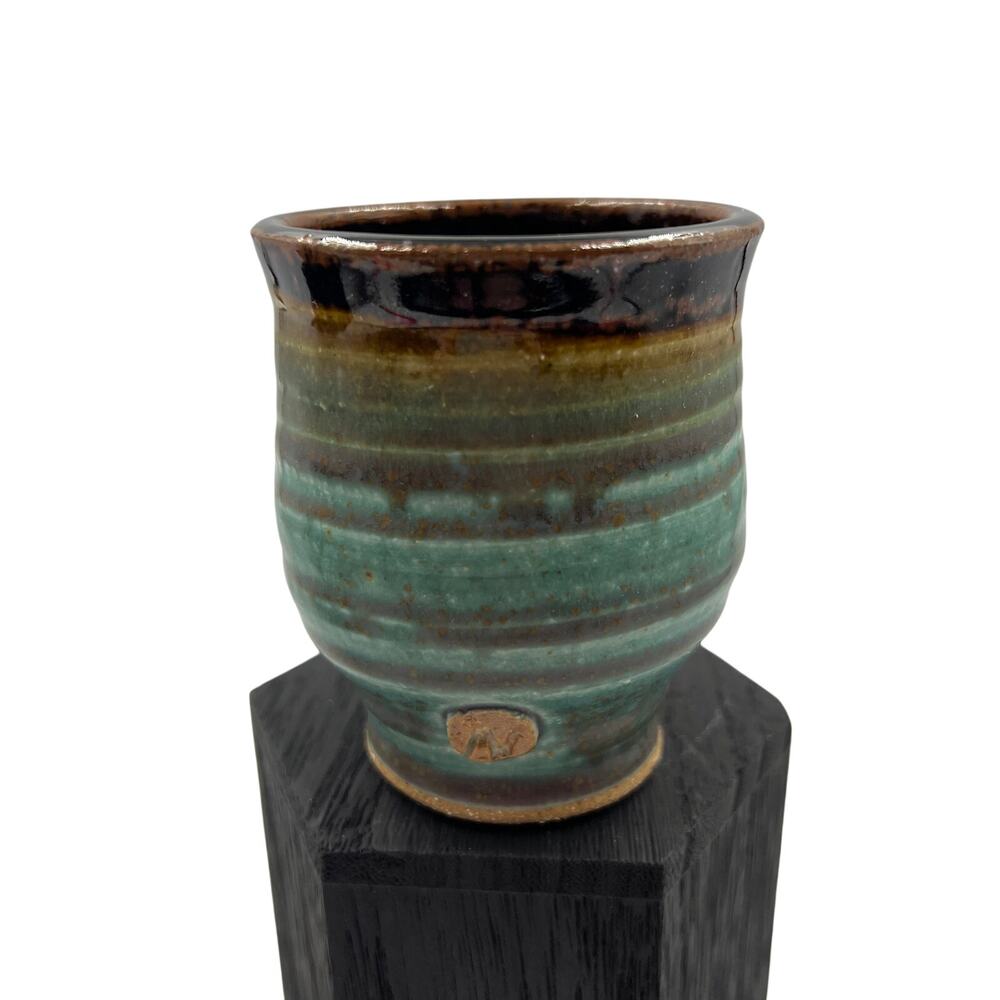 Mino Ware Yunomi Japanese Ceramic Drip Glaze‎ Tea Cup Mug Teal Brown